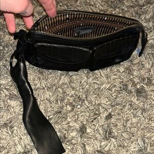 Armani Exchange Leather Wristlet Clutch with Front Pockets